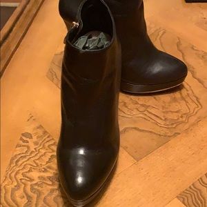 Five inch ankle bootie with gold trim